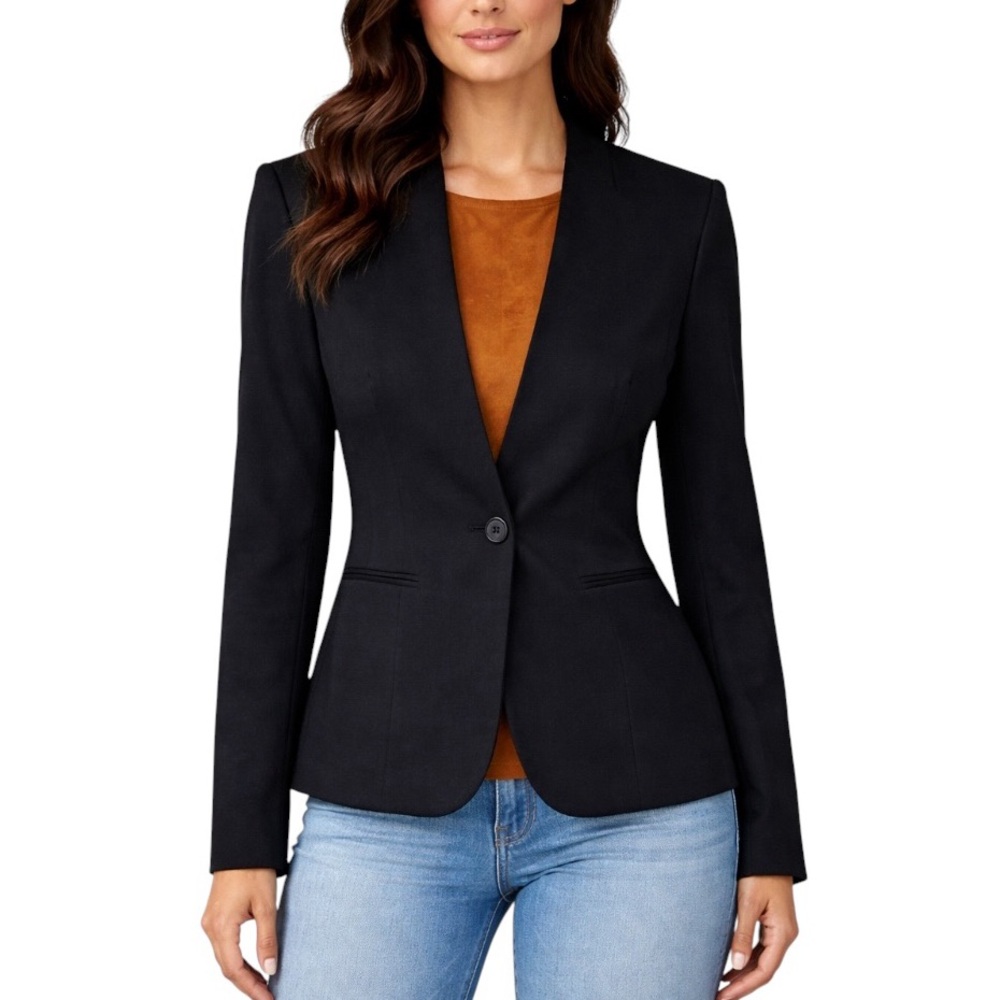 Banana Republic Black Single-Button Tailored Stretchy Blazer size M 8